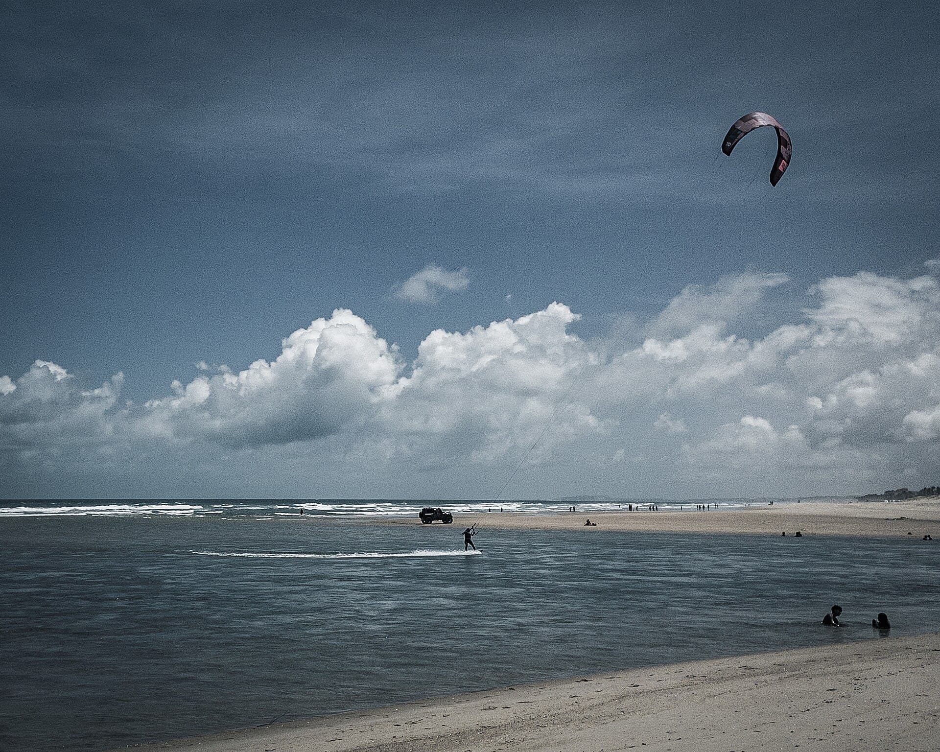 Kite surfer at Pacoti river by the beach